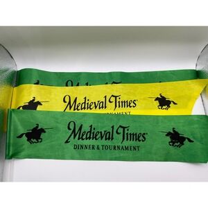 Medieval Times Dinner Tournament Banners Flags Satin Green Yellow Knights